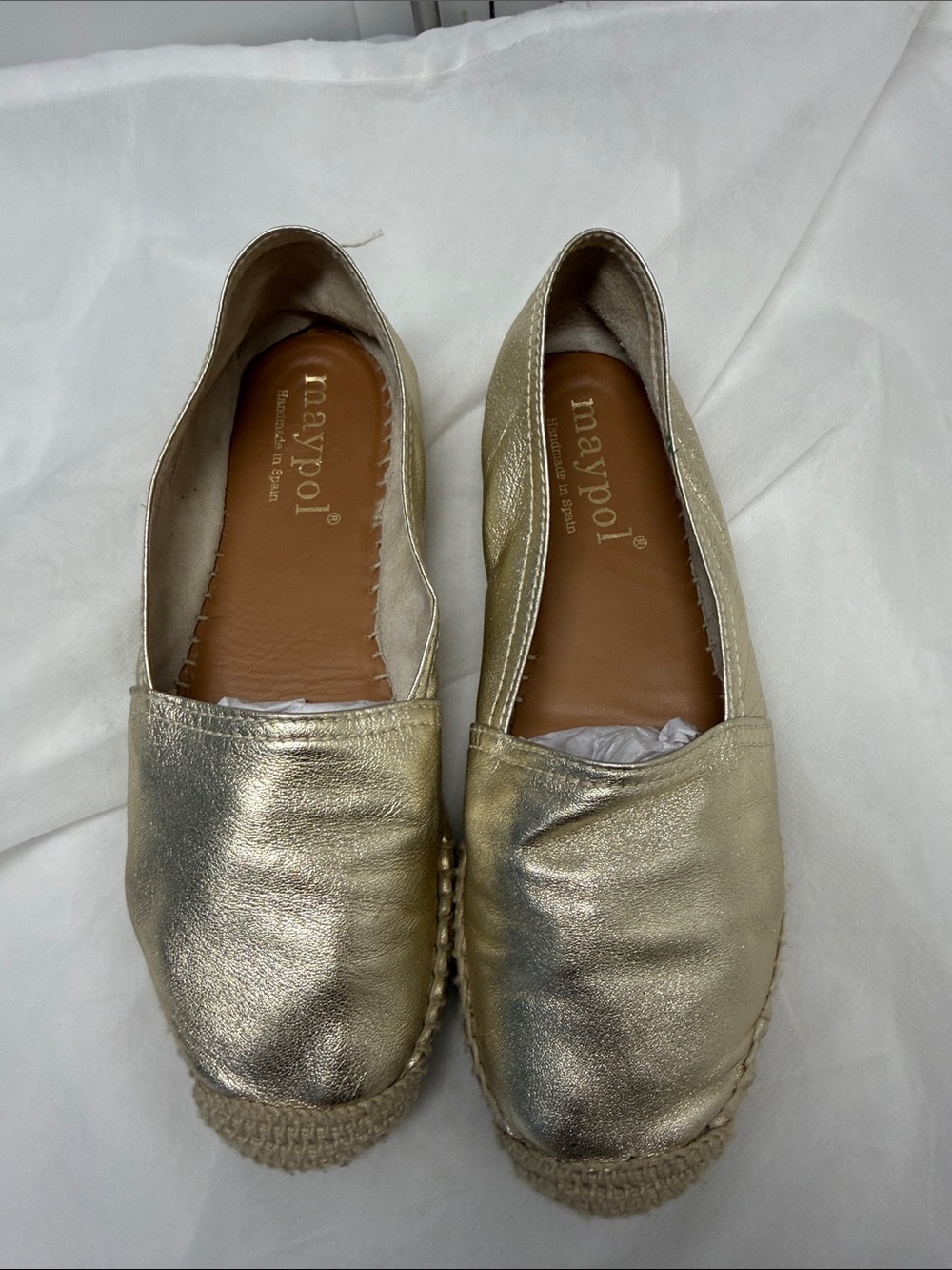Maypol Metallic Gold Espadrille Slip-Ons for Women